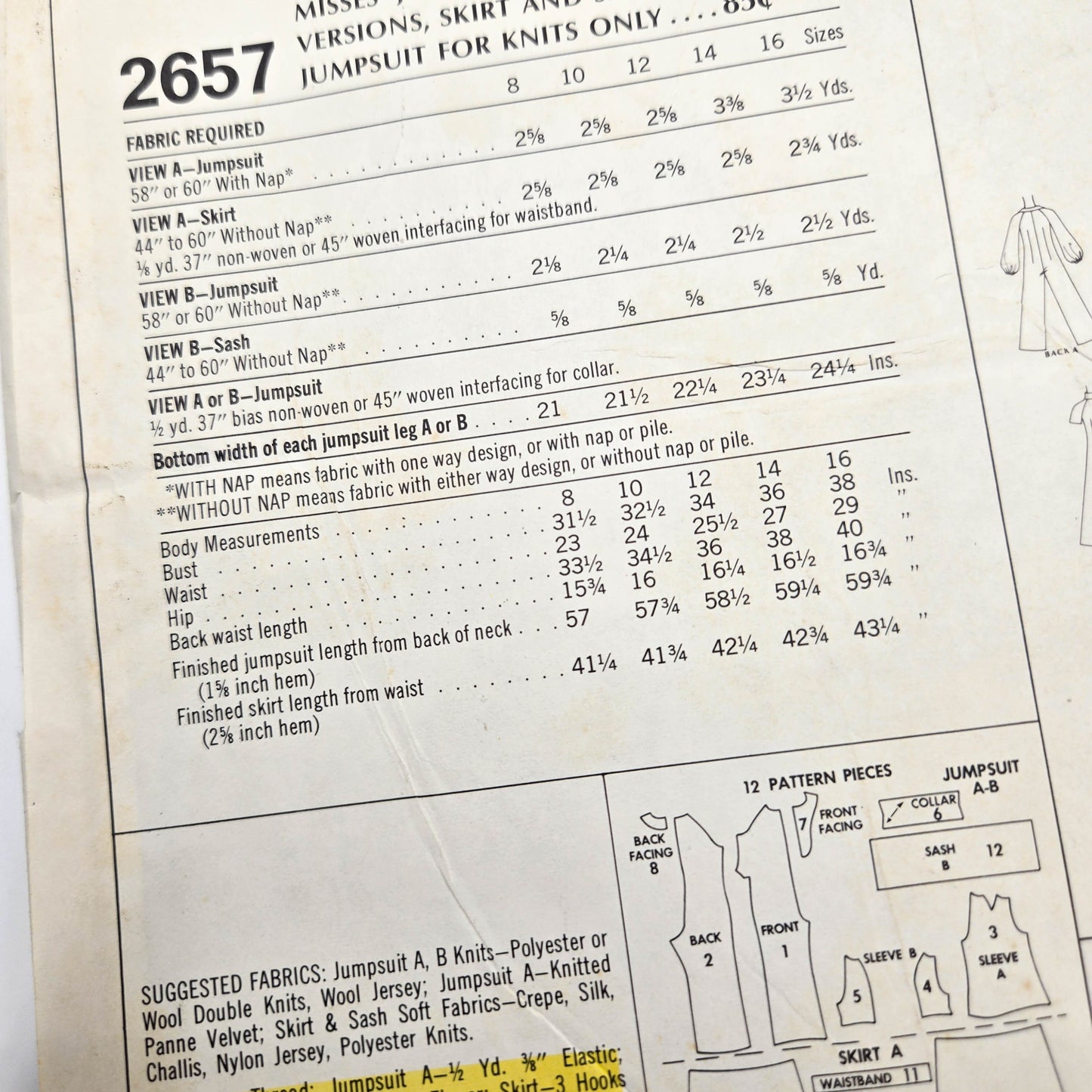 McCall's 2657 | Size 12 | Sewing Pattern