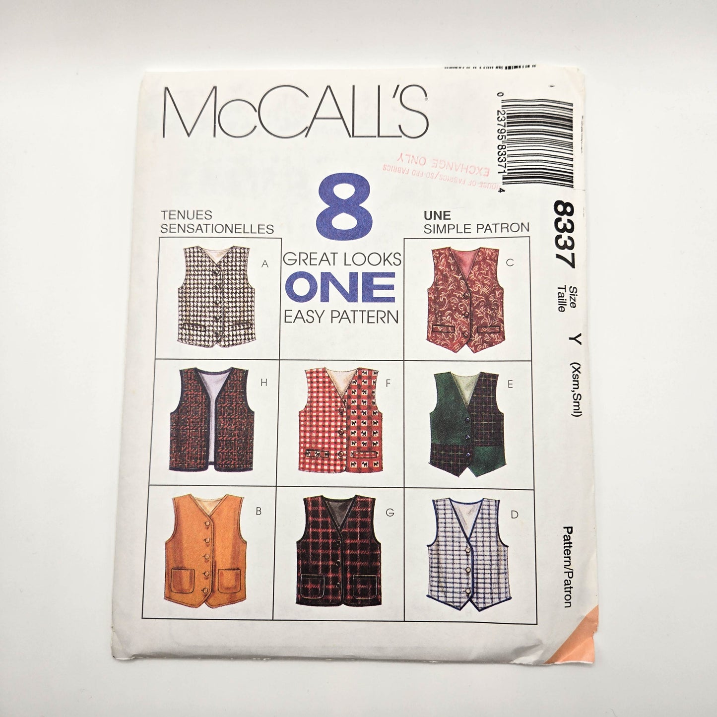 McCall's 8337 | Sizes XS-S | Children's Sewing Pattern