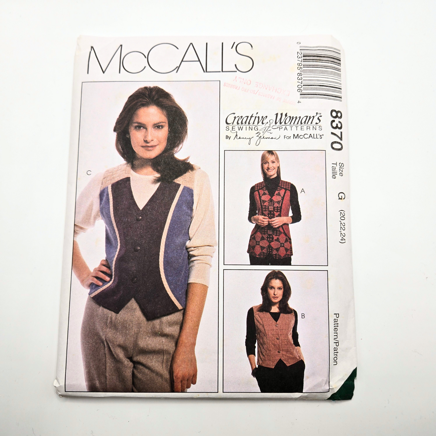 McCall's 8370 | Sizes 20-22-24 | Sewing Pattern